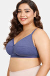 Rosaline Everyday Double Layered Non Wired Full Coverage Super Support Bra - Blue Depth — thumbnail 3